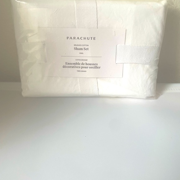 Parachute White Brushed Cotton Sham Set - King Size - Sealed & NEW